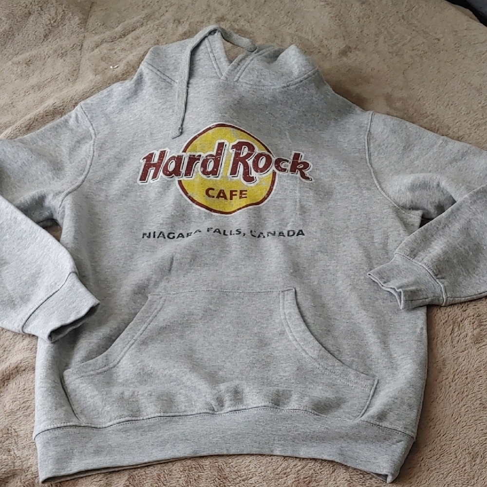 Hard Rock Cafe Niagara Falls Gray Hoodie with Yellow Logo Sz MED